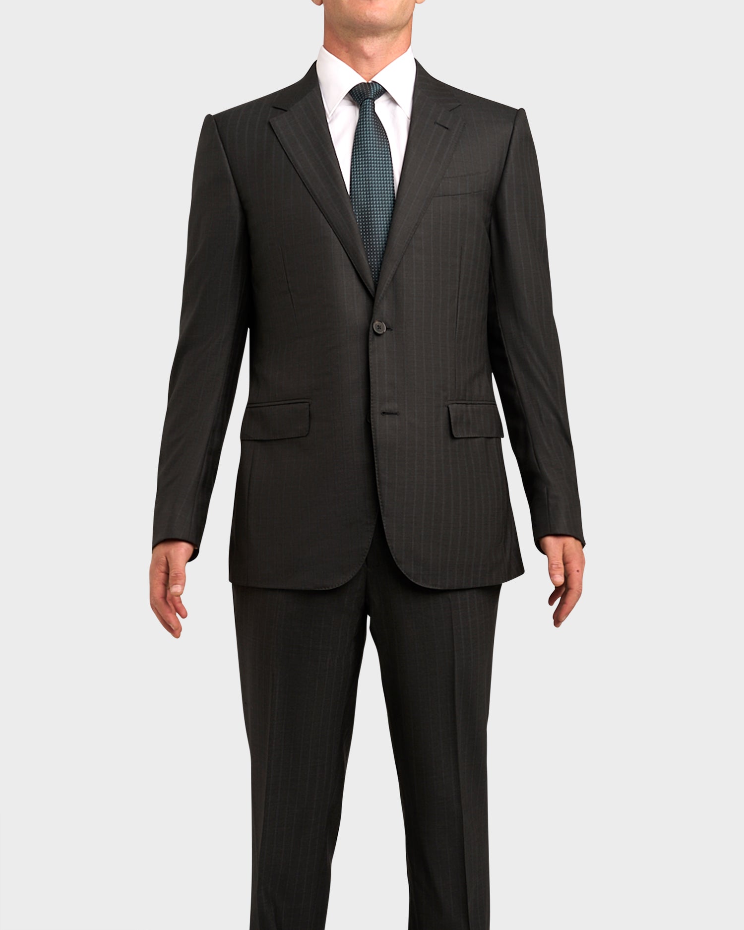 Dark Charcoal Tonal Stripe 15MILMIL15 Wool Suit