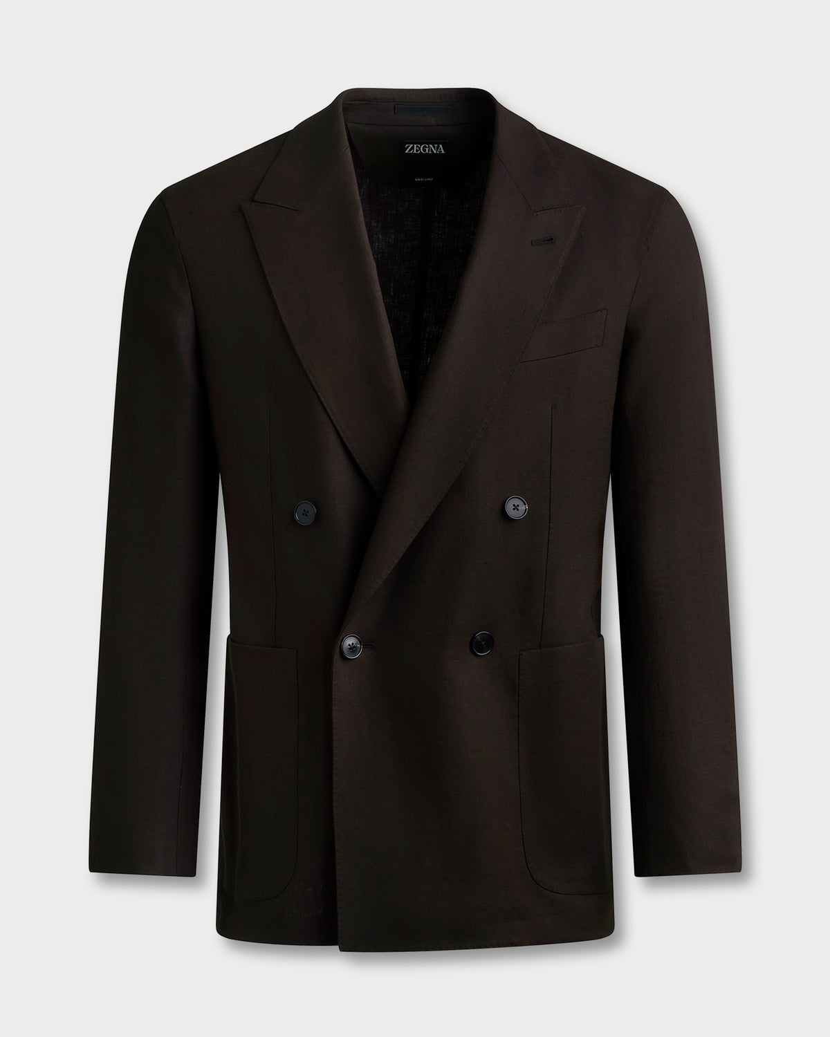 Chocolate Brown Oasi Linen Double Breasted Jacket