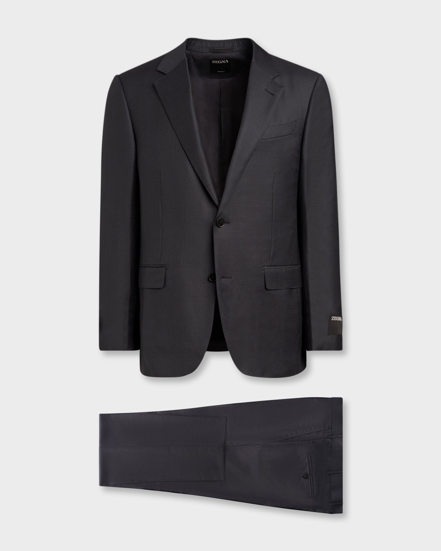 Dark Blue And Gunmetal Windowpane 15milmil15 Wool Suit