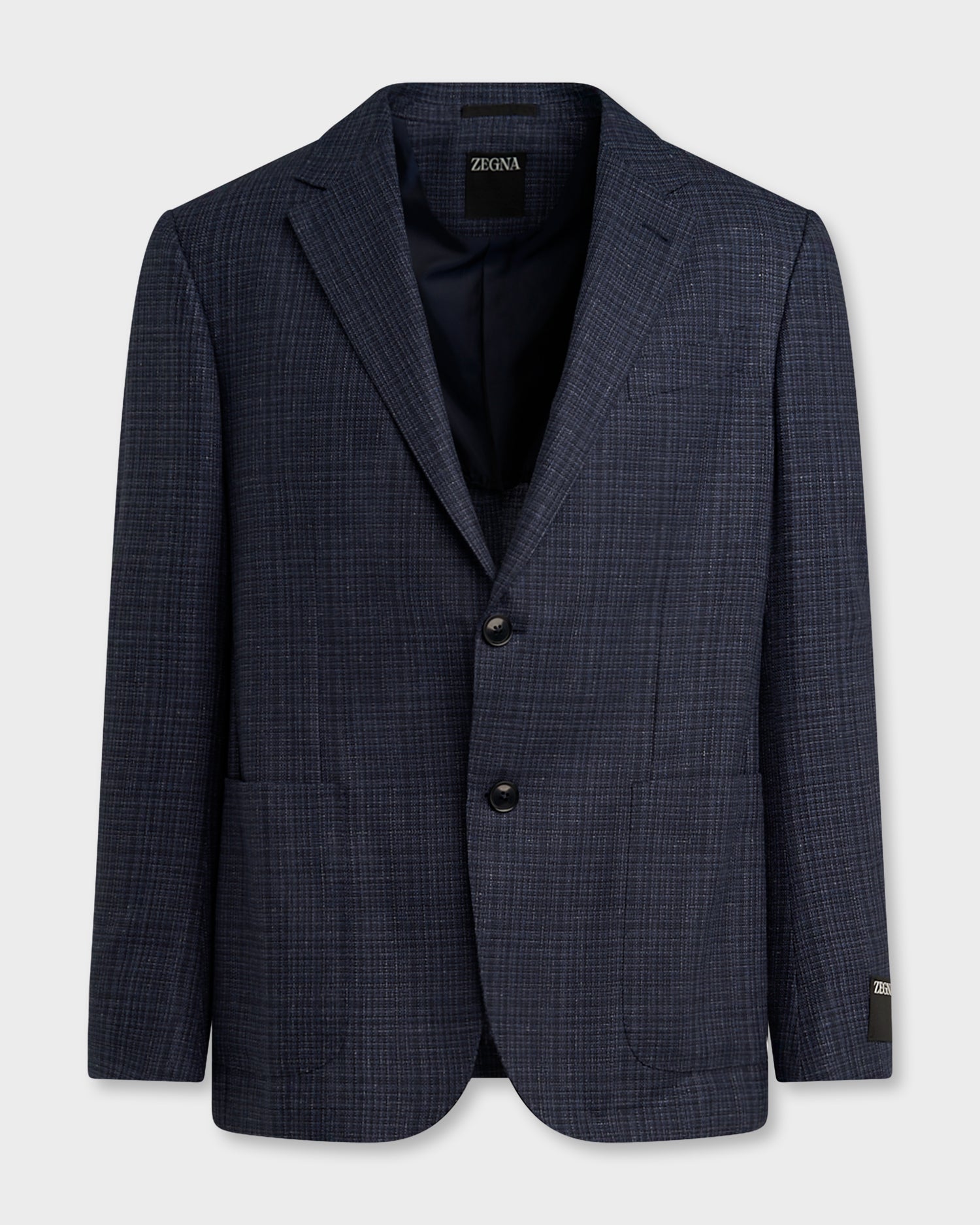 Blue Plaid Silk Wool Sports Jacket