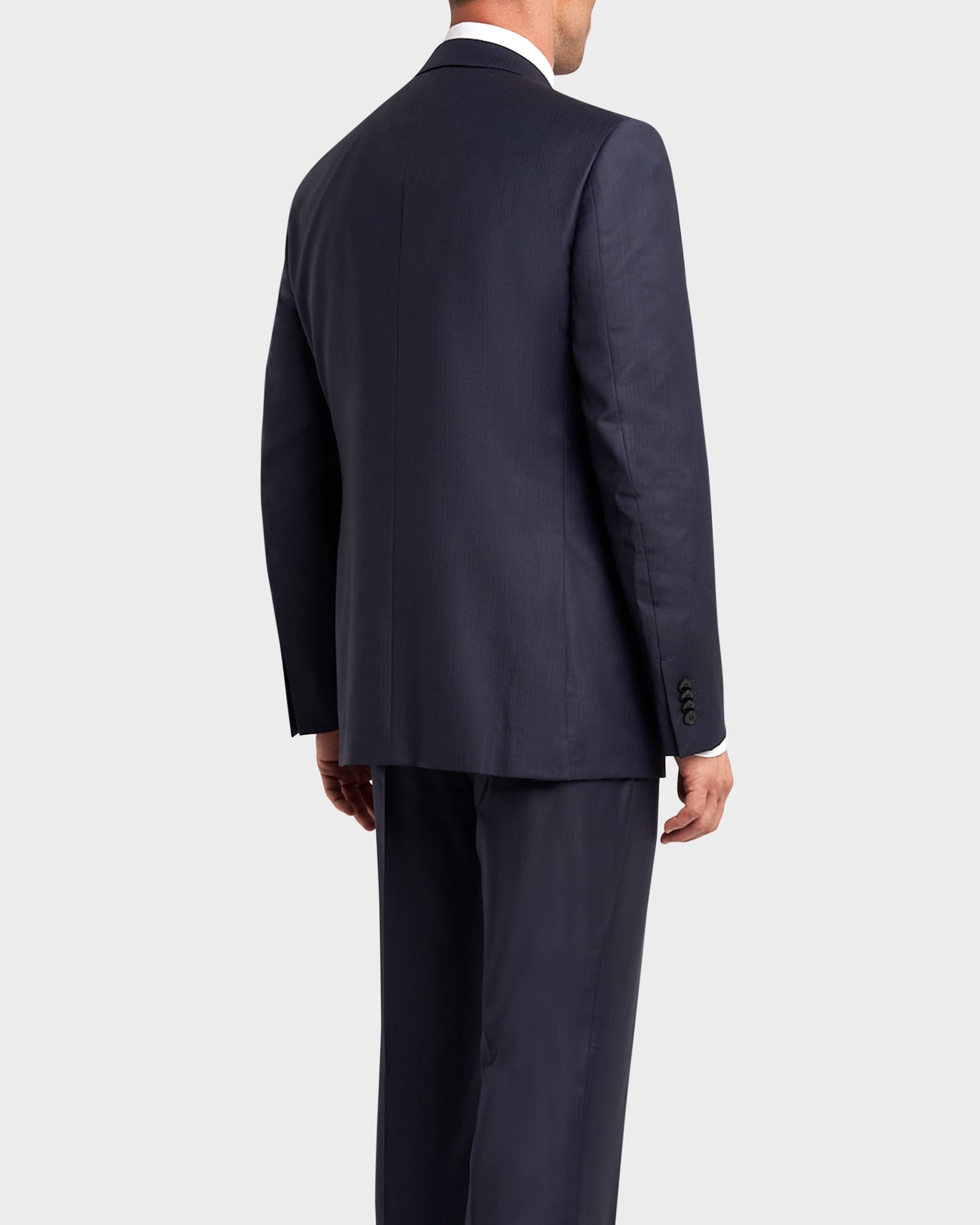 Blue Self Stripe Herringbone Trofeo Wool Suit