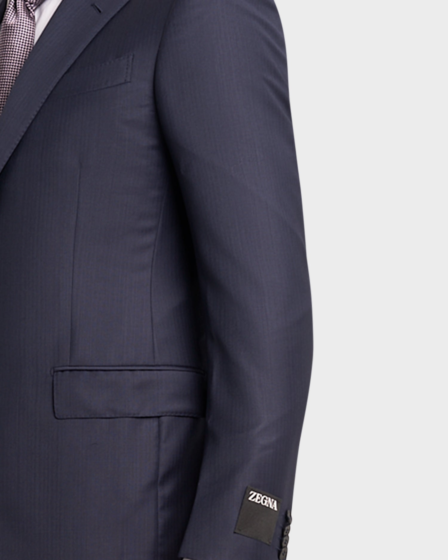 Blue Self Stripe Herringbone Trofeo Wool Suit
