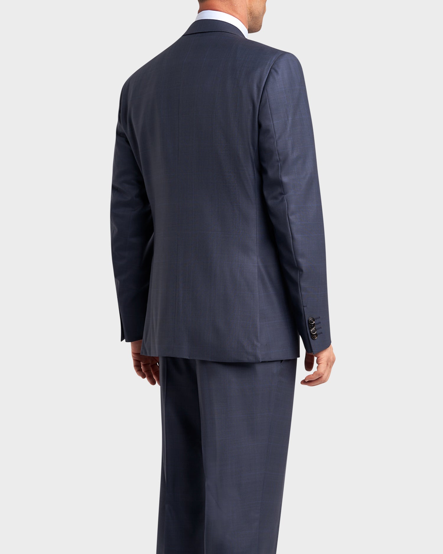 Mid Blue Windowpane Overcheck 15MILMIL15 Wool Suit
