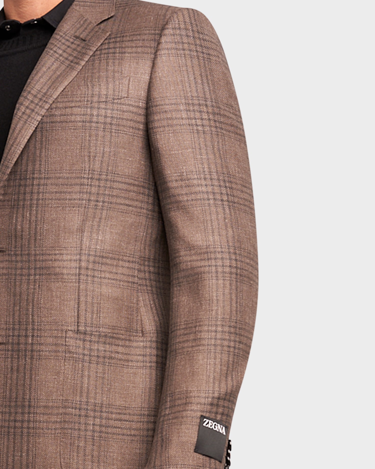 Grey Brown Charcoal Overcheck Cashmere Linen Silk Sports Jacket