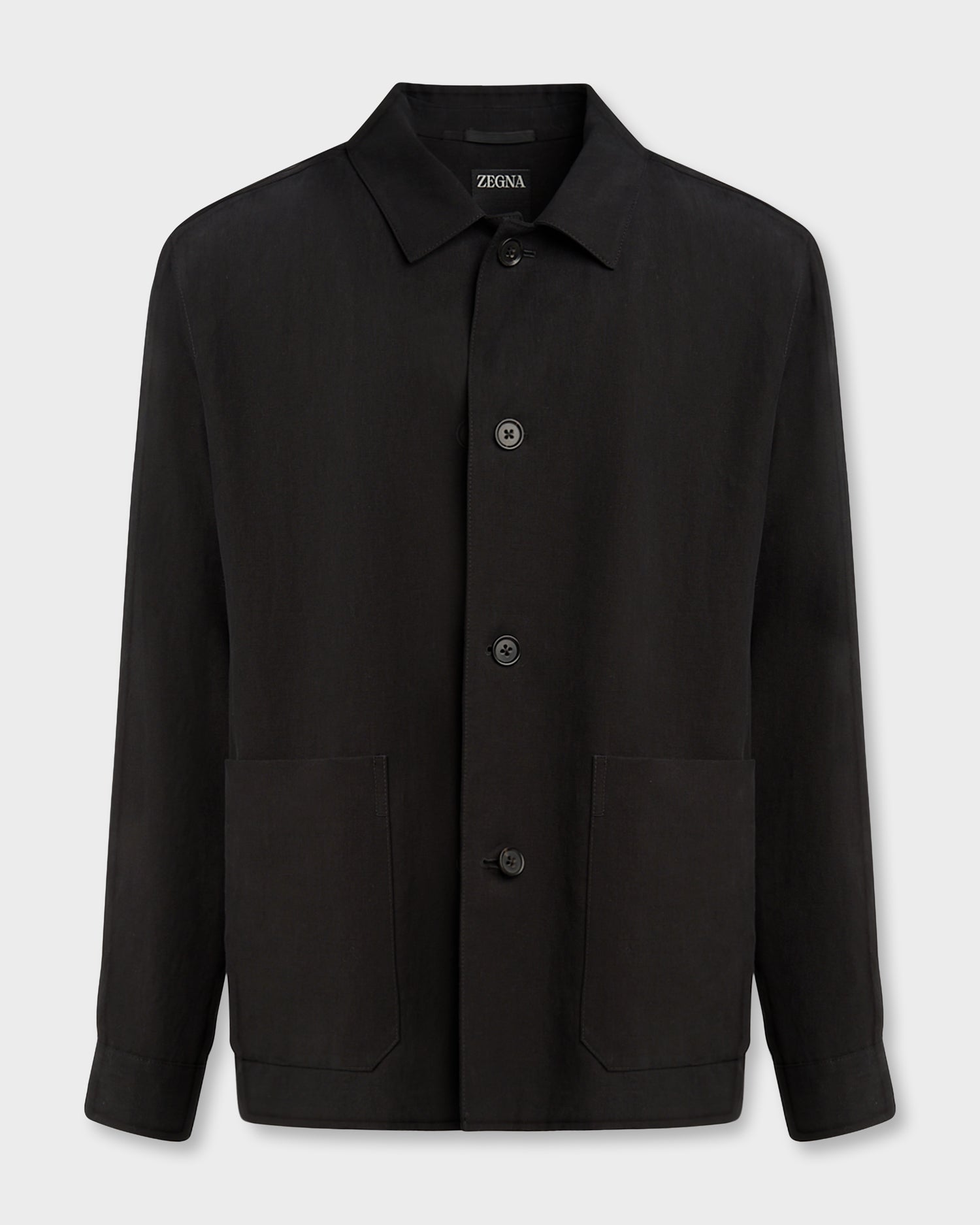 Black Linen Shirt Jacket