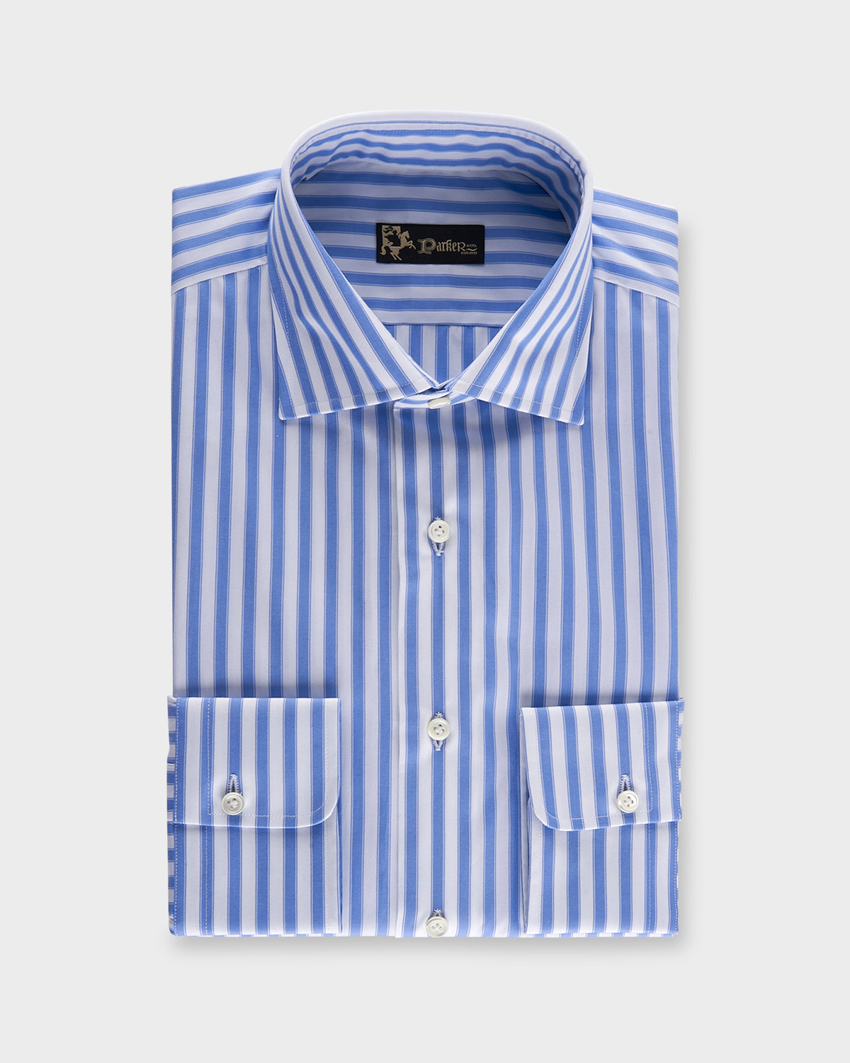 Parker & Co Blue And White Stripe Tailored Fit Cotton Shirt Parker & Co.