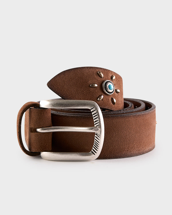 Dark Brown And Turquoise Studded Belt