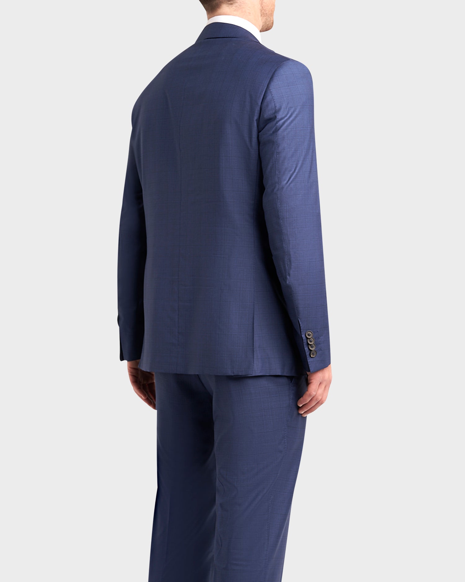Mid Blue With Check Wool 170s And Silk Suit