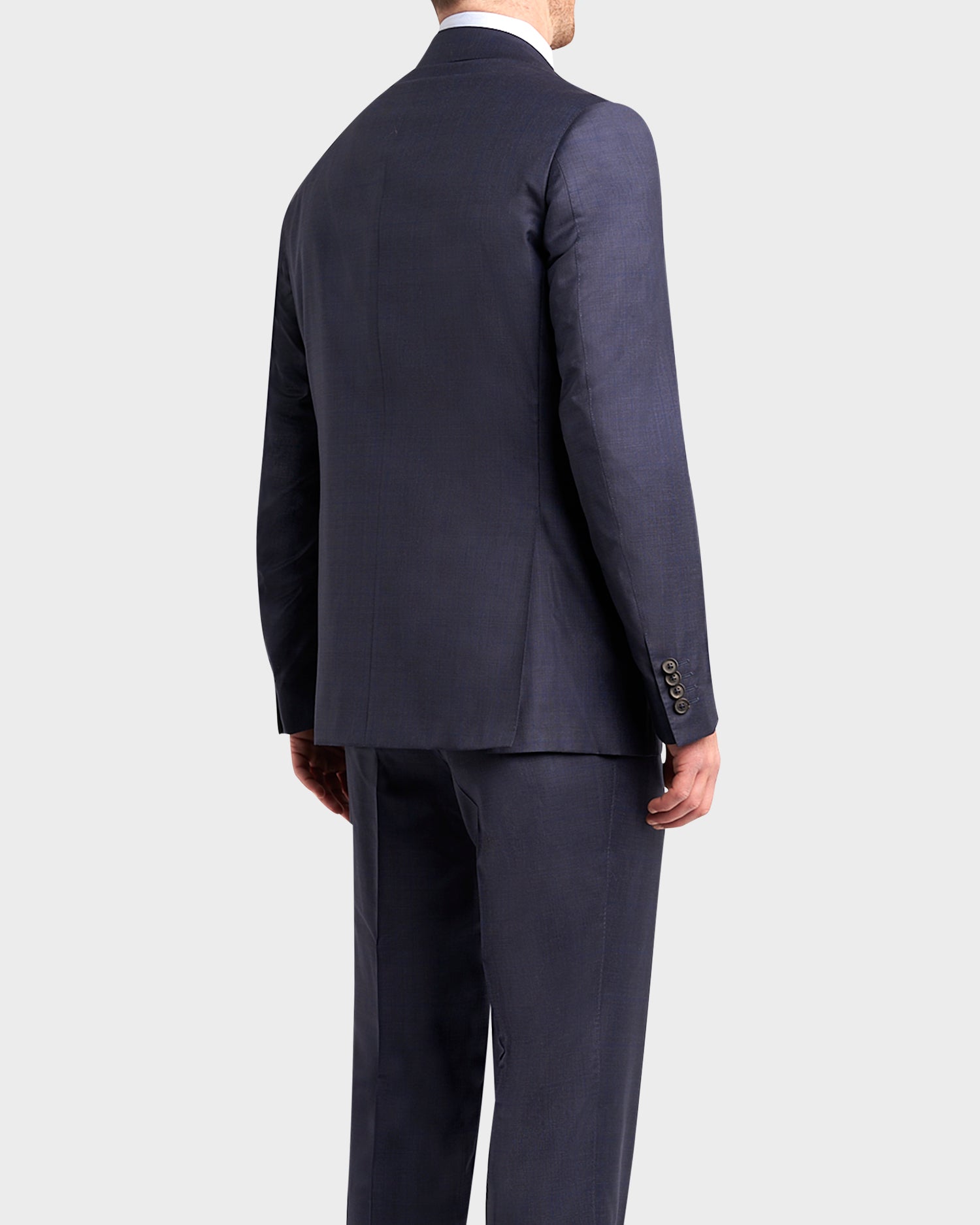 Navy With Vibrant Blue Overcheck Wool 170s Silk Suit