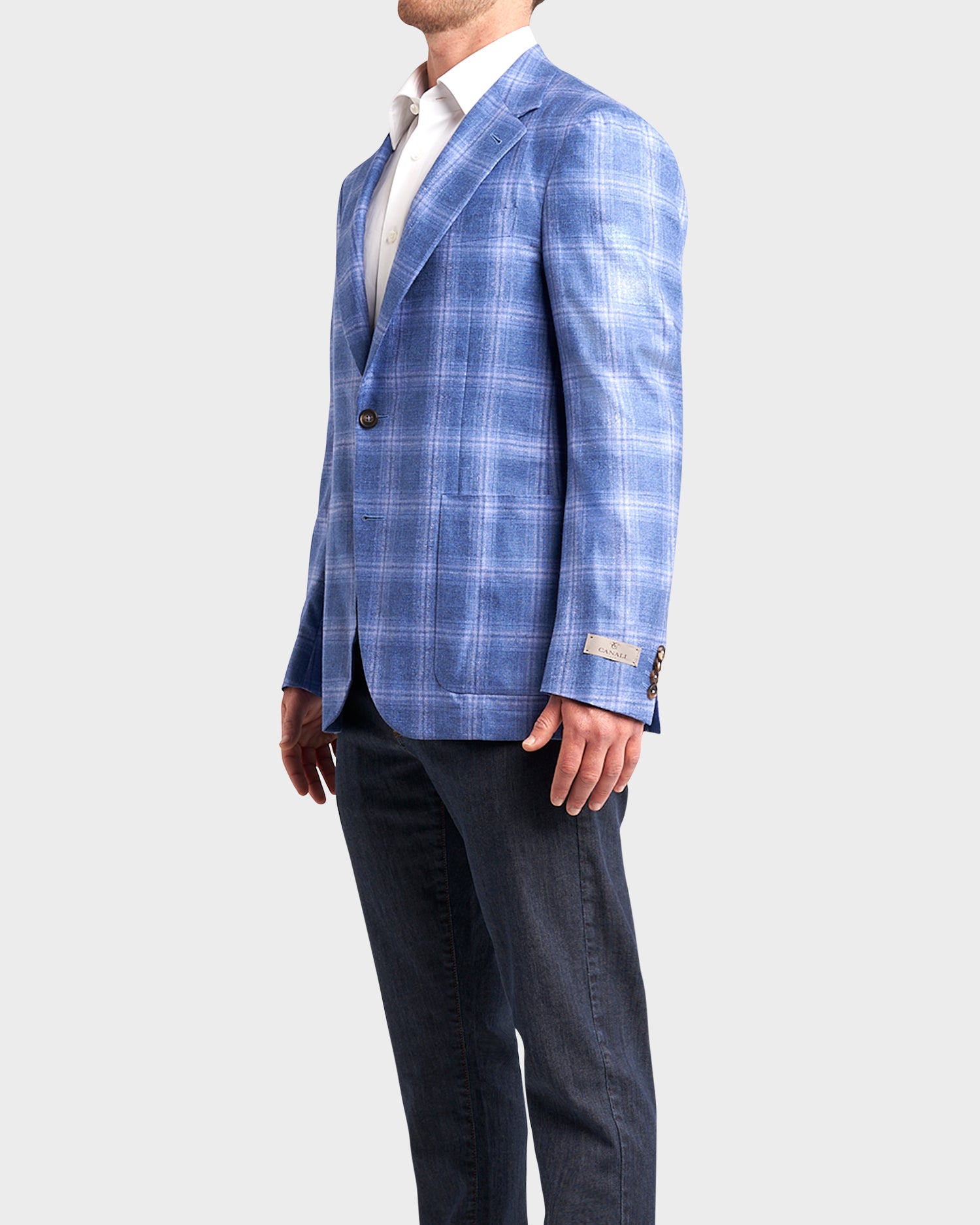 Blue Exclusive Prince Of Wales Check Silk Cashmere Sports Jacket