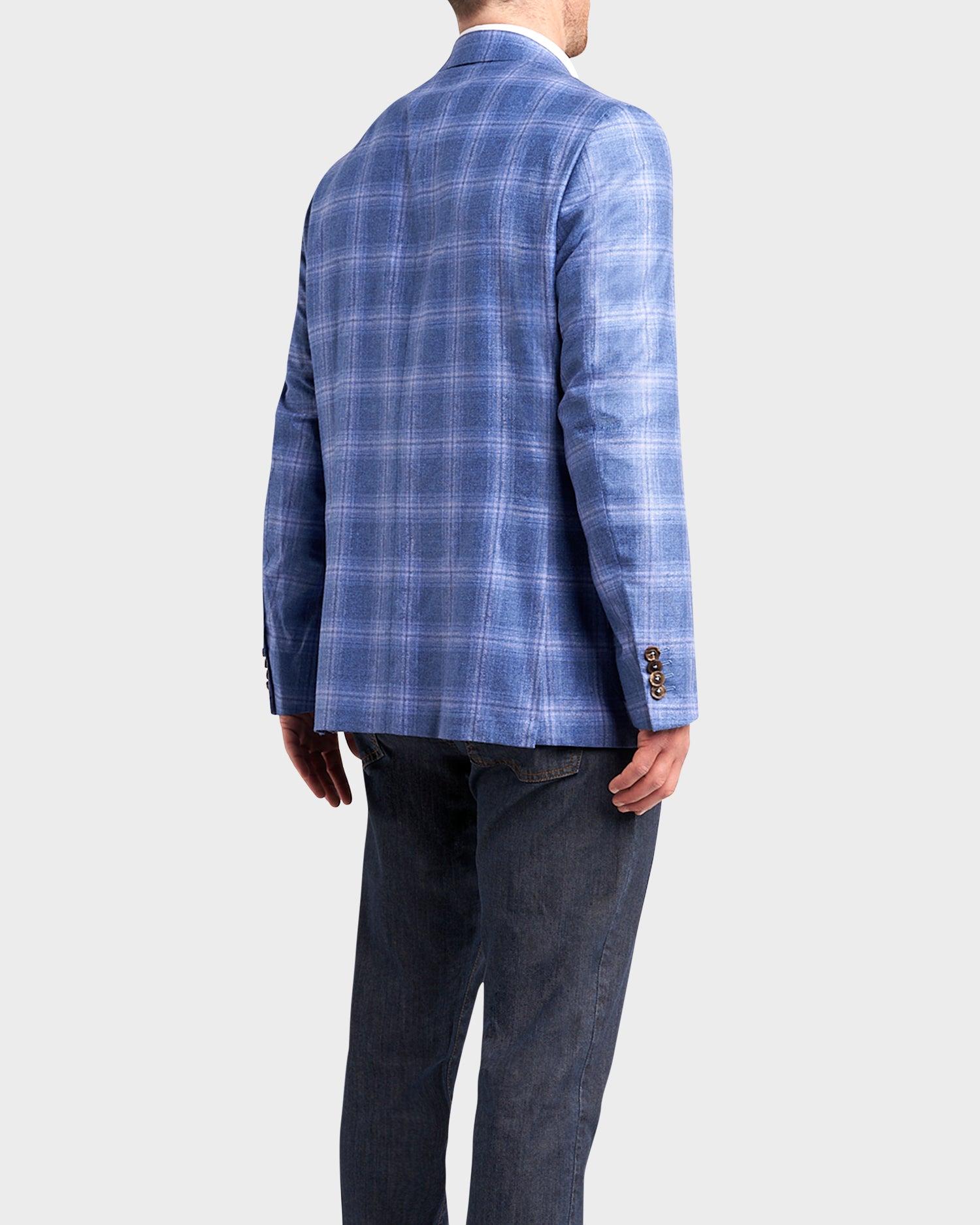 Blue Exclusive Prince Of Wales Check Silk Cashmere Sports Jacket
