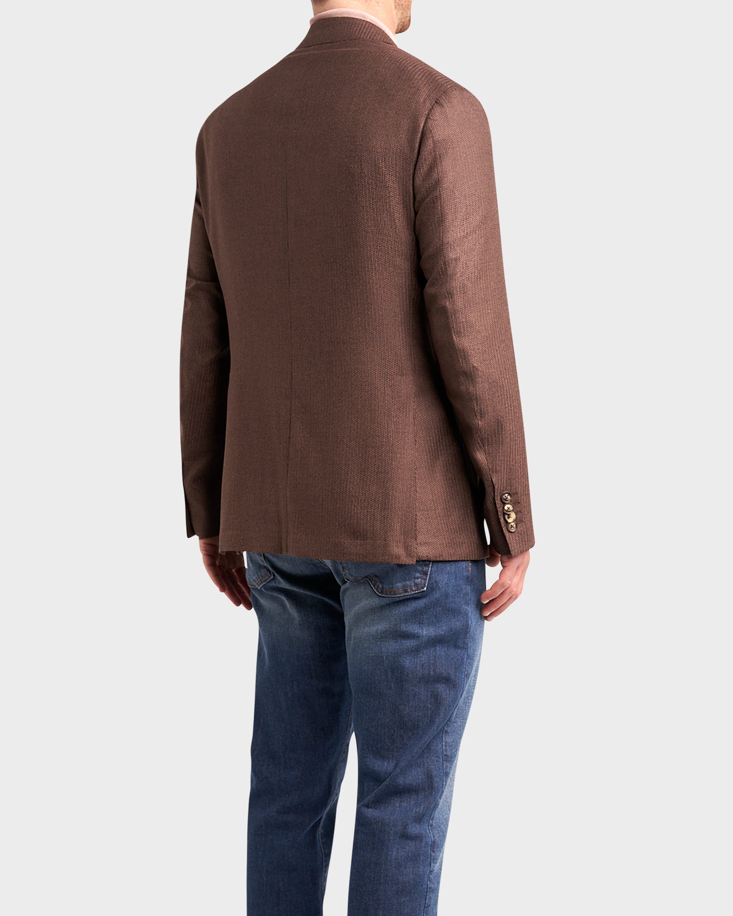 Brown Exclusive Textured Wool Silk Cashmere Sports Jacket