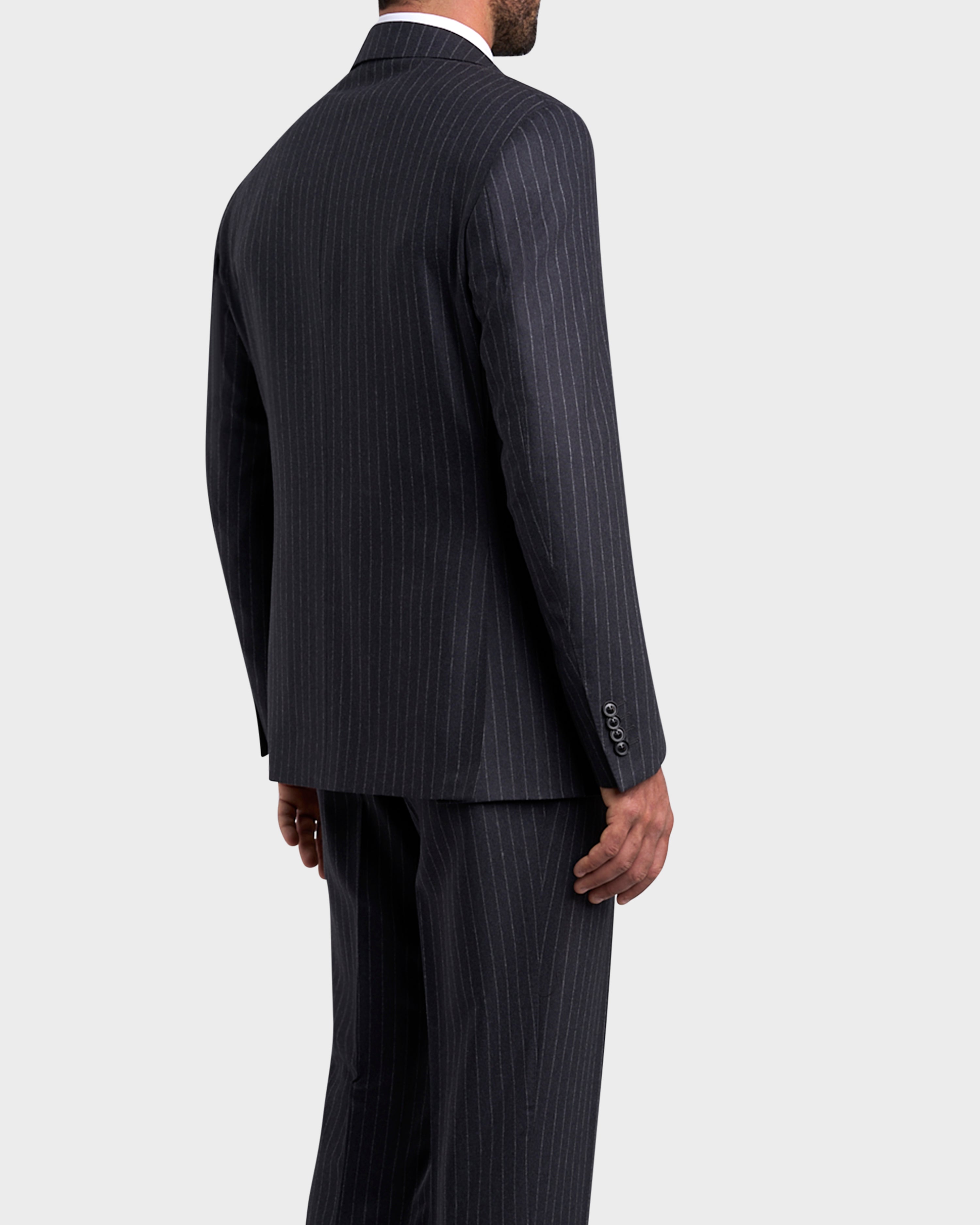 Dark Charcoal Super 160s Wool Pinstripe Suit