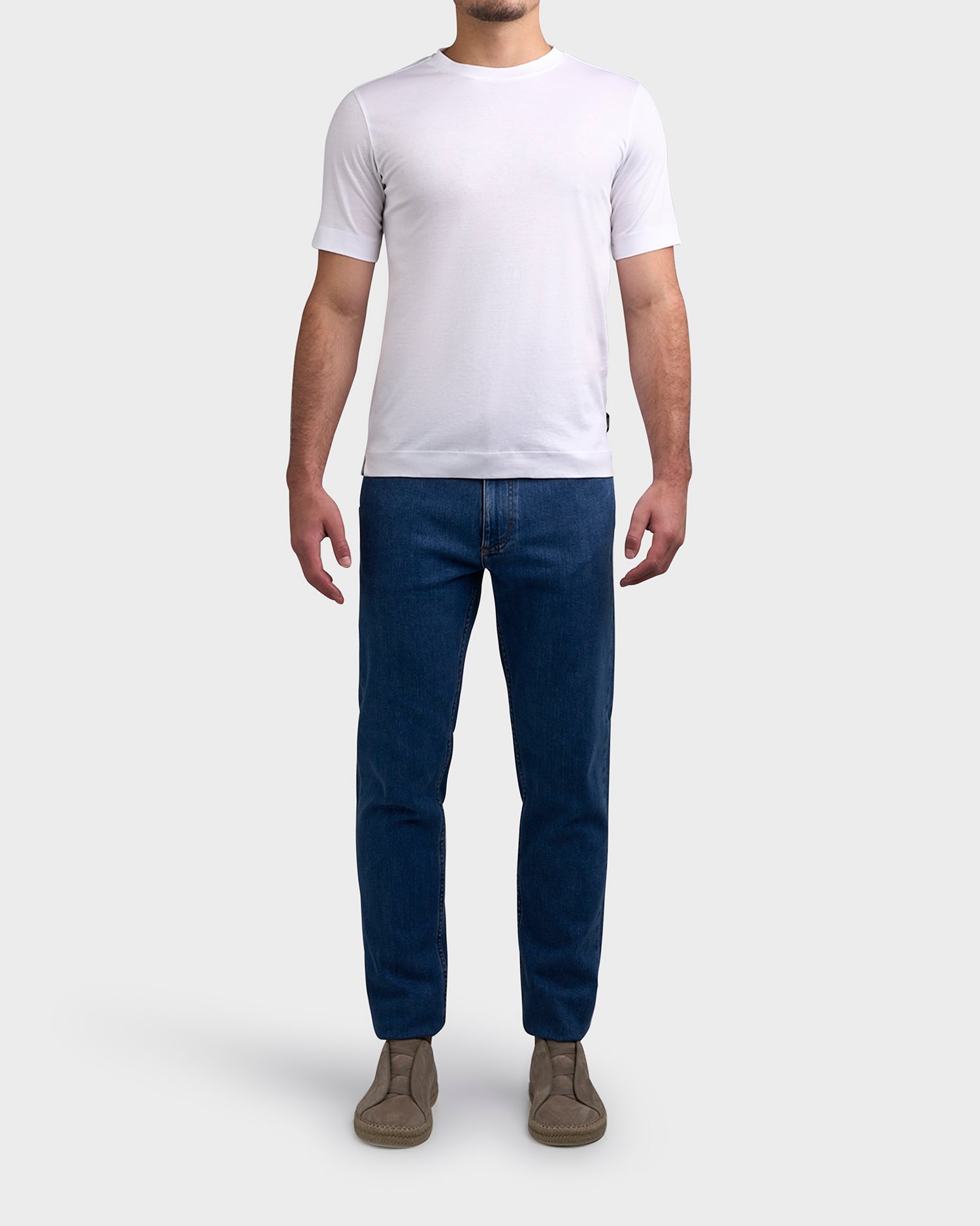 Light Blue Stone-washed Stretch Cotton Roccia Jeans