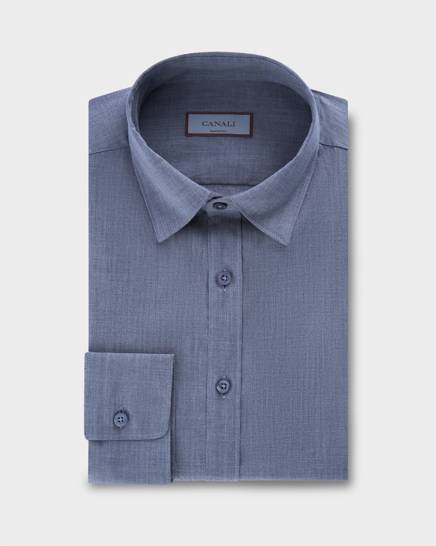 Grey Chevron Weave Cotton Flannel Shirt