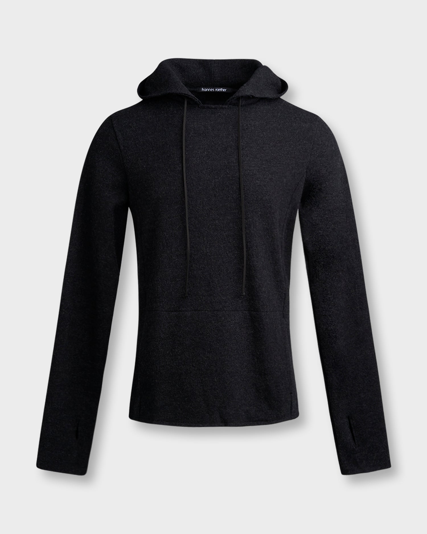 Charcoal Drawstring Pure Wool Hoodie