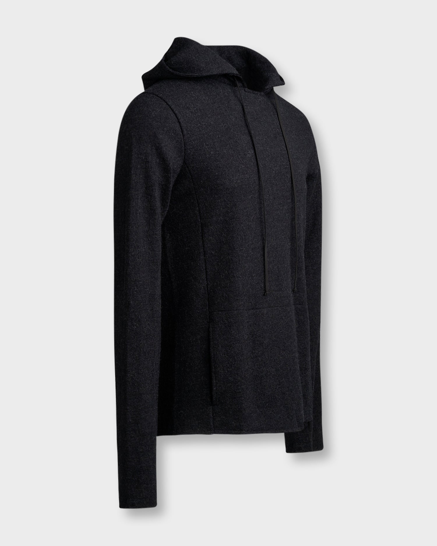 Charcoal Drawstring Pure Wool Hoodie
