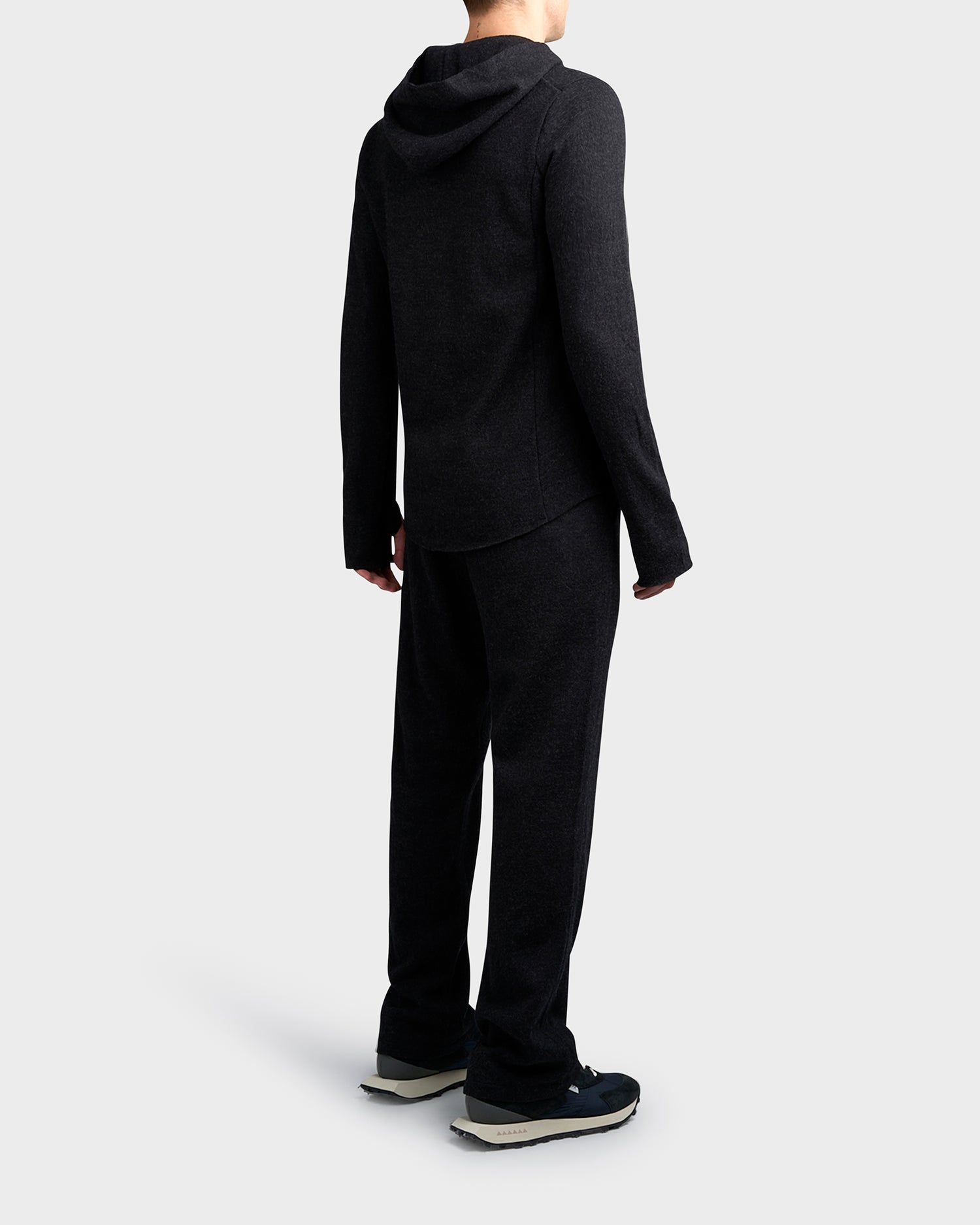 Charcoal Drawstring Pure Wool Hoodie