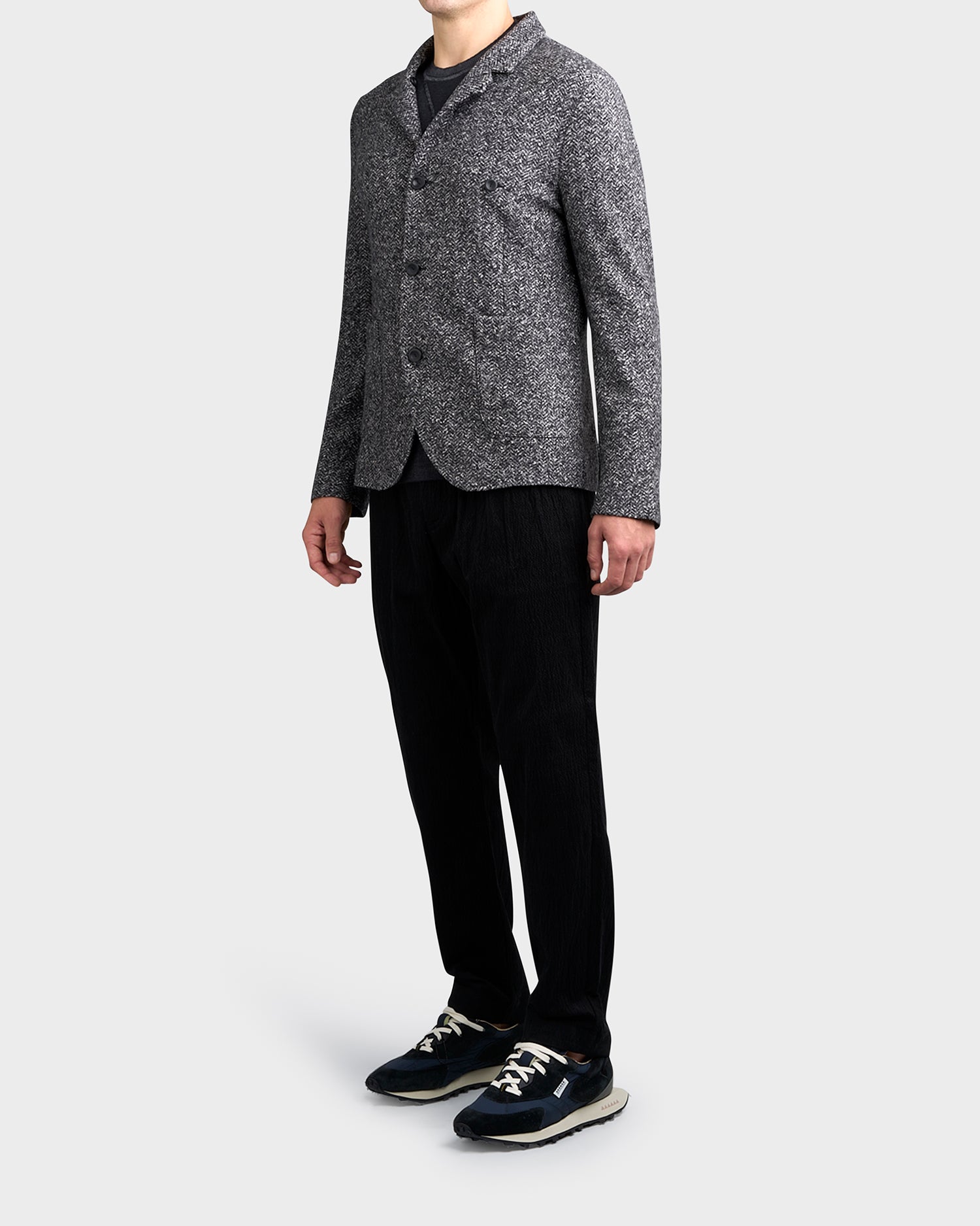 Grey Chevron Wool Silk Jacket