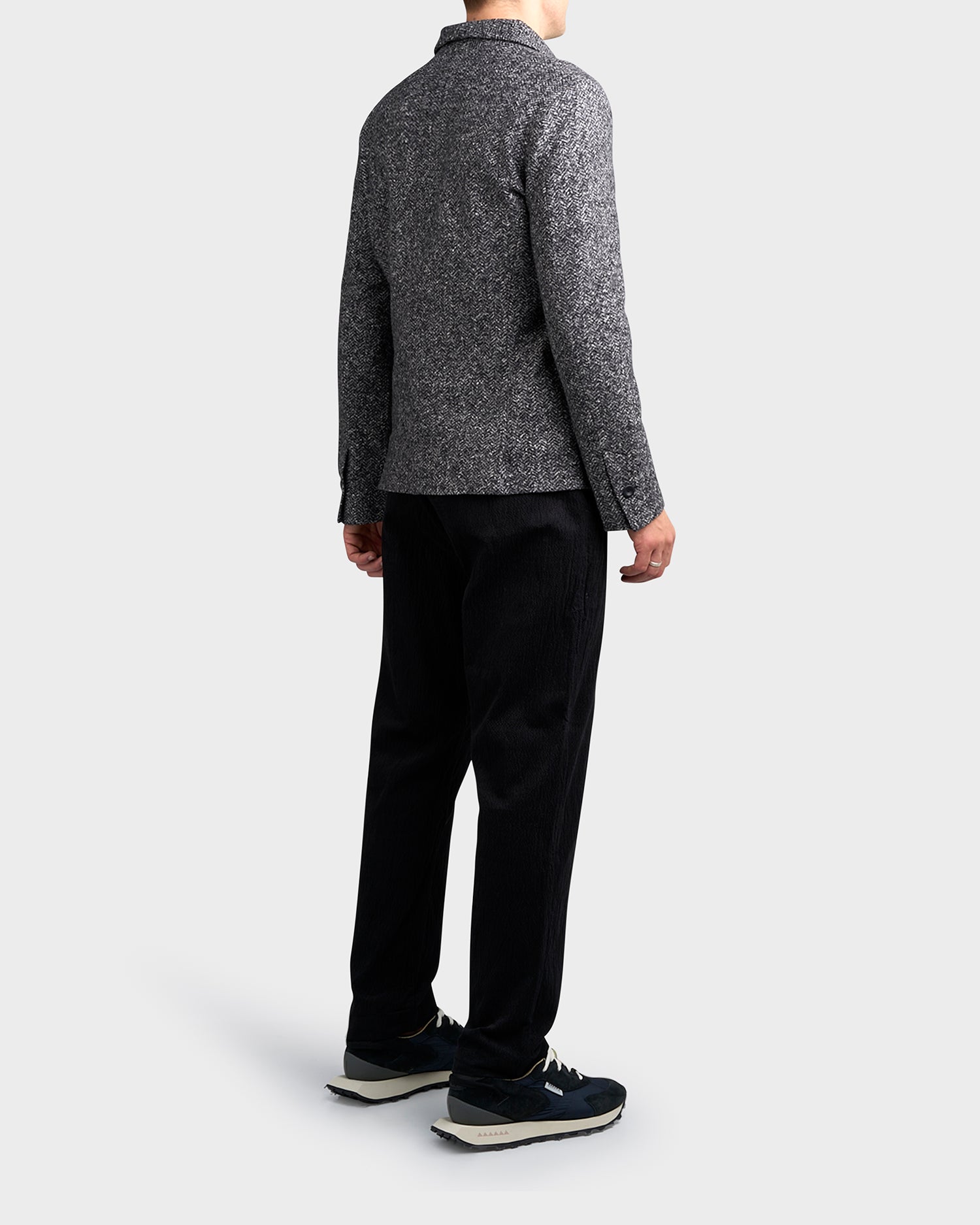 Grey Chevron Wool Silk Jacket