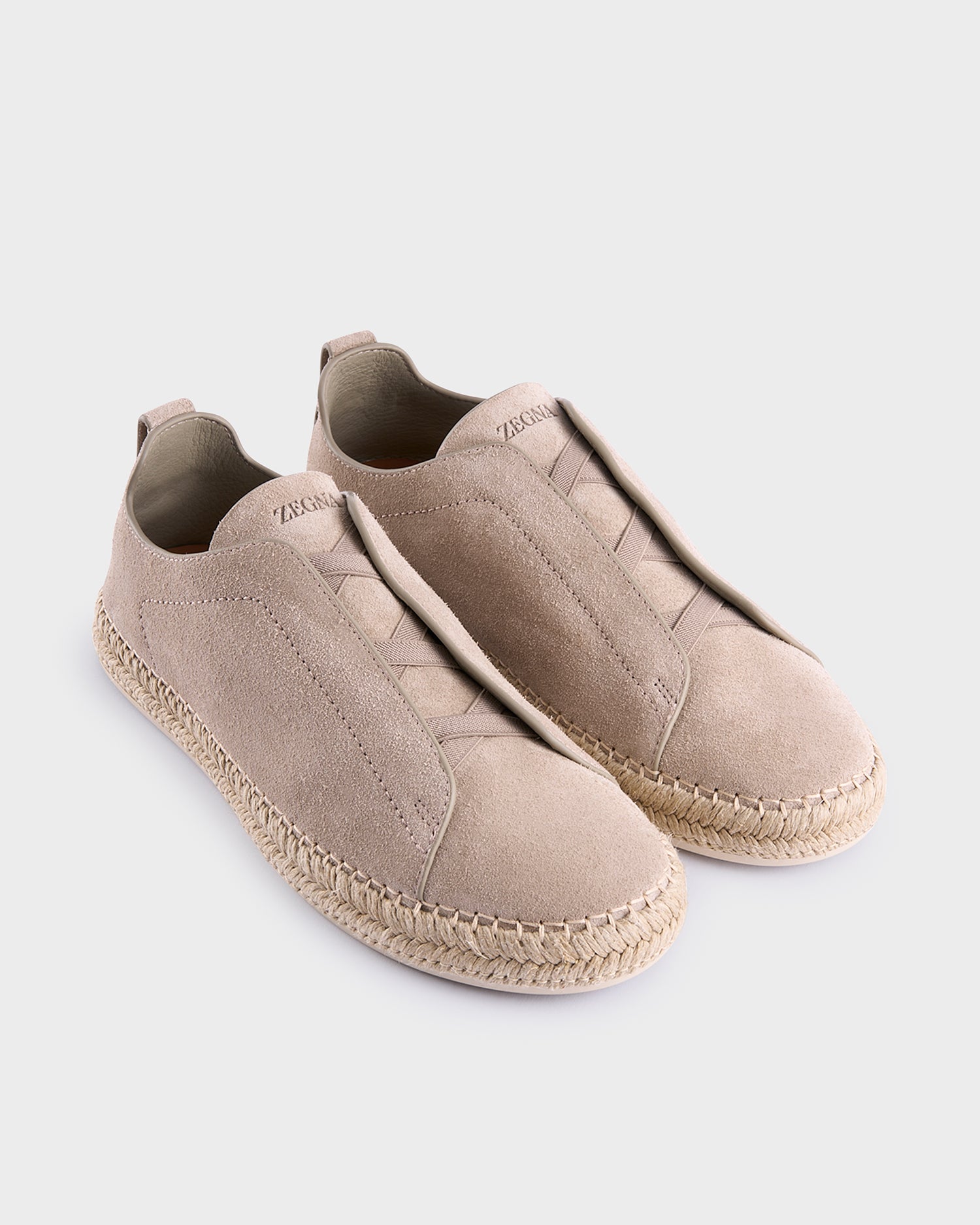 Beige Suede Triple Stitch Espadrilles
