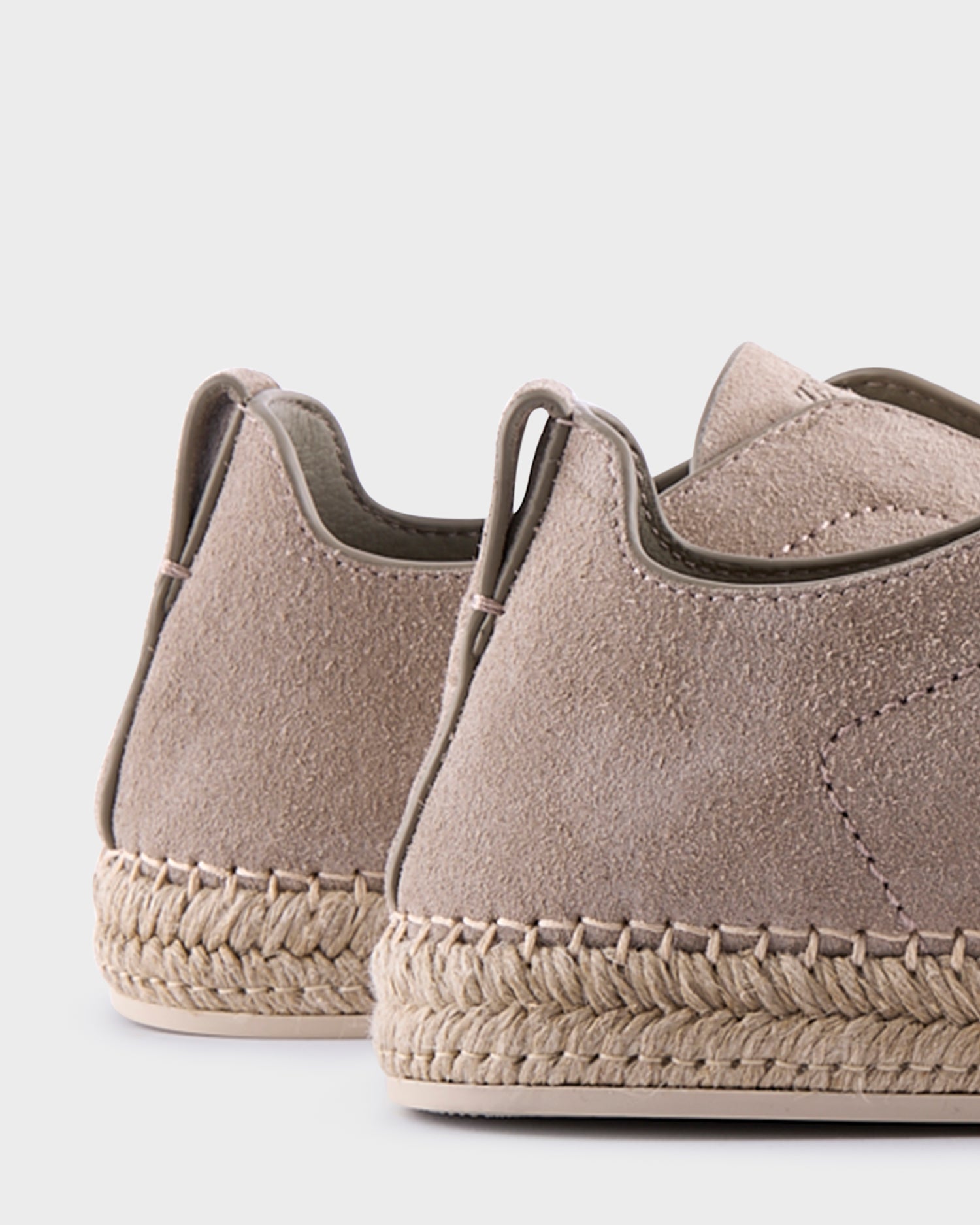 Beige Suede Triple Stitch Espadrilles