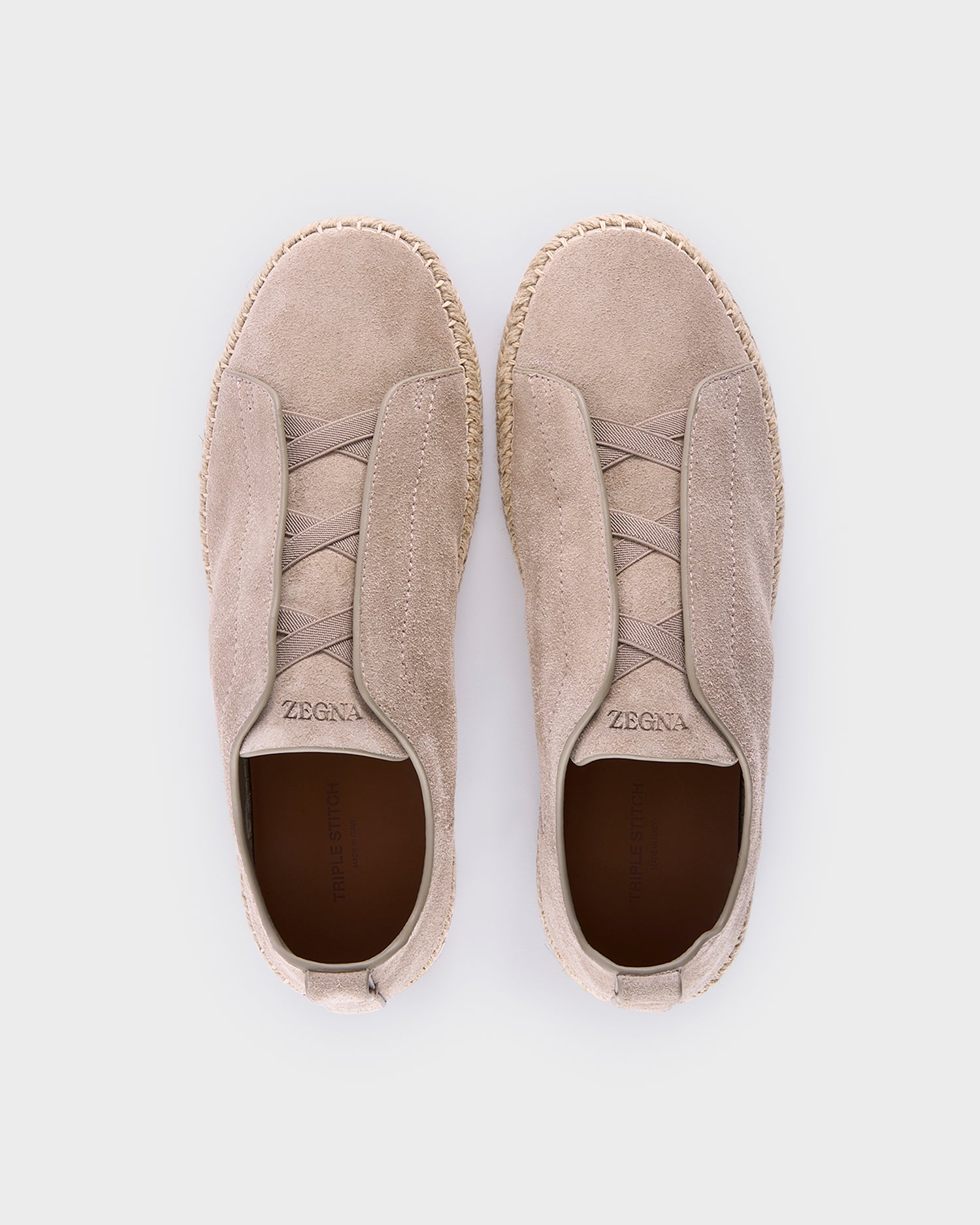 Beige Suede Triple Stitch Espadrilles