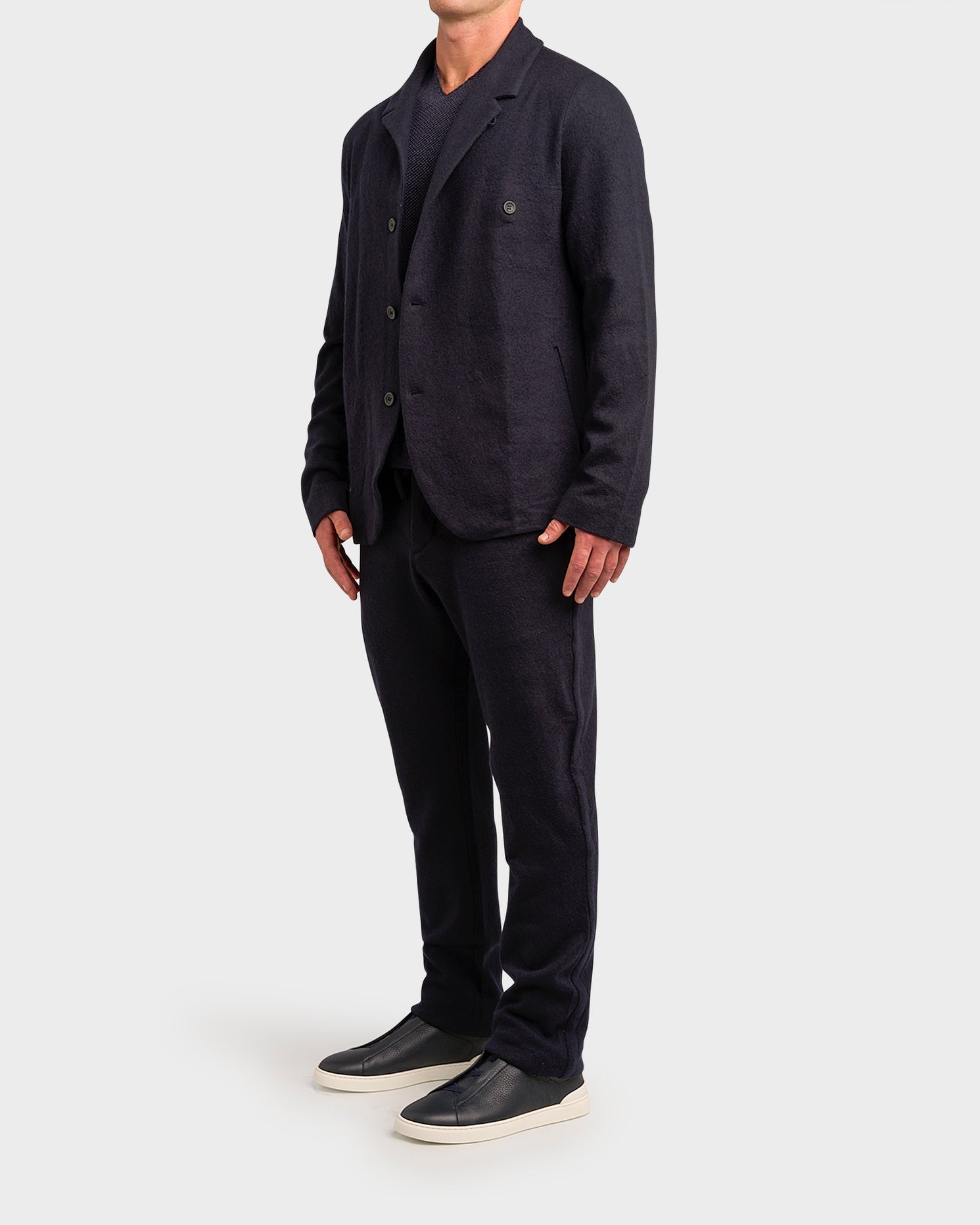 Hannes Roether Dark Blue Boiled Wool Jacket– Parker & Co.