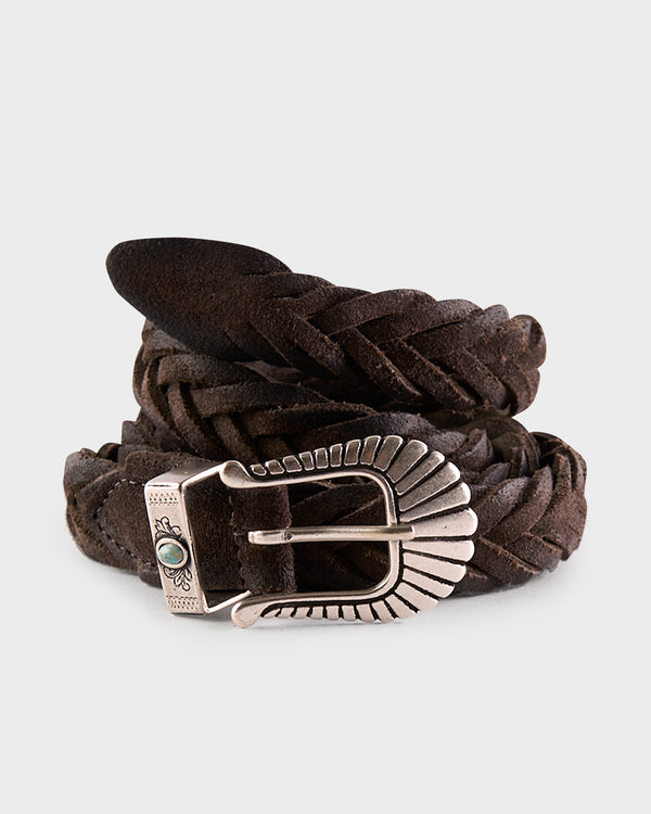 Dark Brown And Turquoise Studded Belt