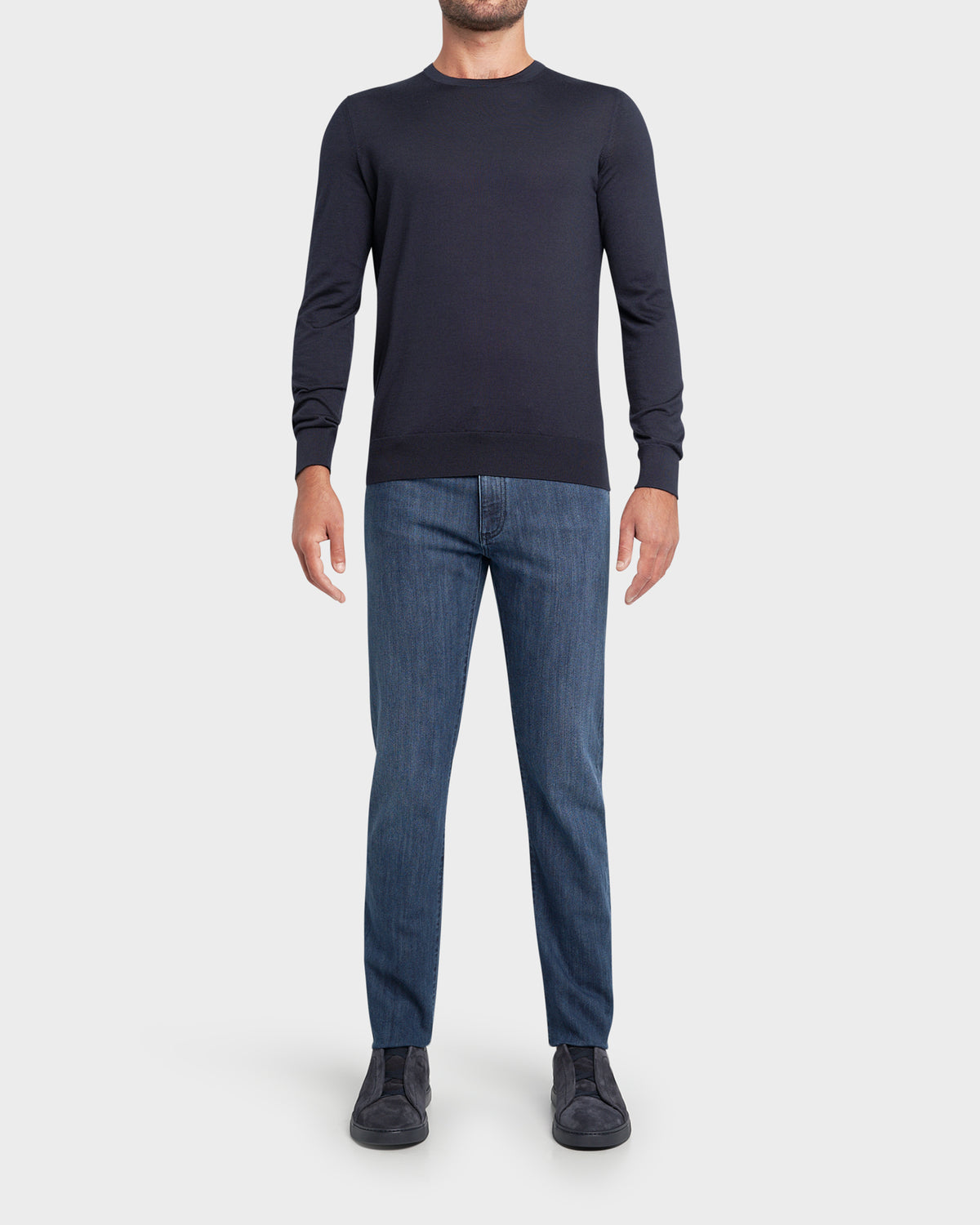 Zegna Mid Blue Cotton Stretch Slim City Jeans Parker & Co.