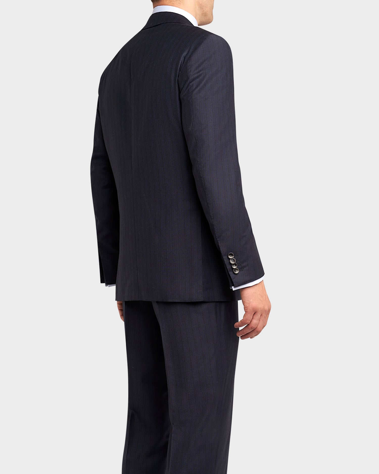 Dark Blue And Black Pinstripe Pure Wool Suit