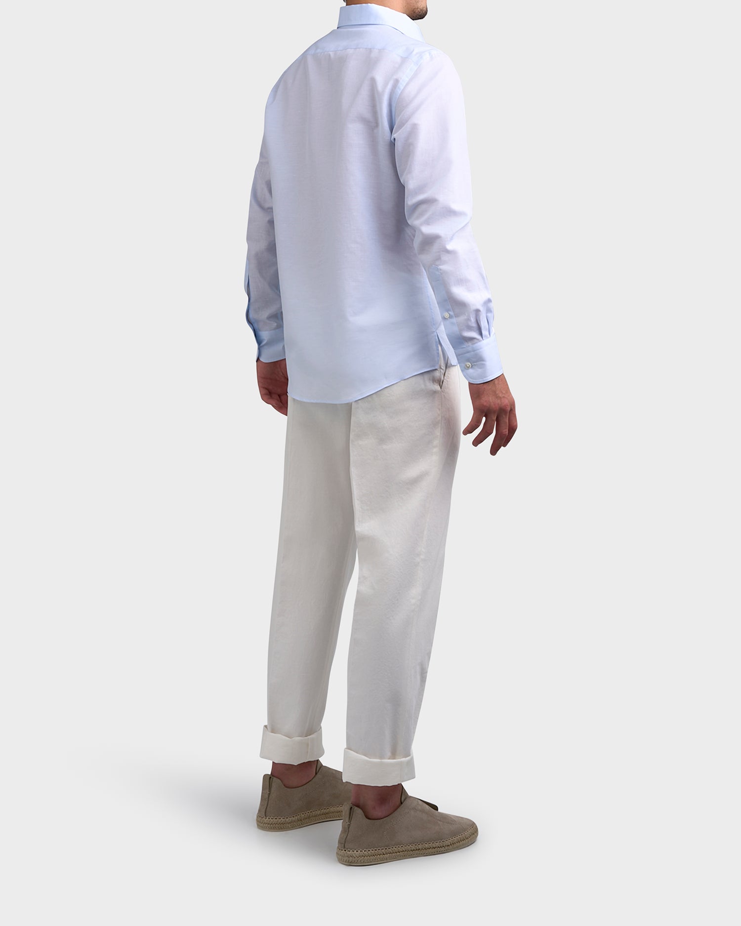 Pale Blue Patch Pocket Cotton Linen Shirt