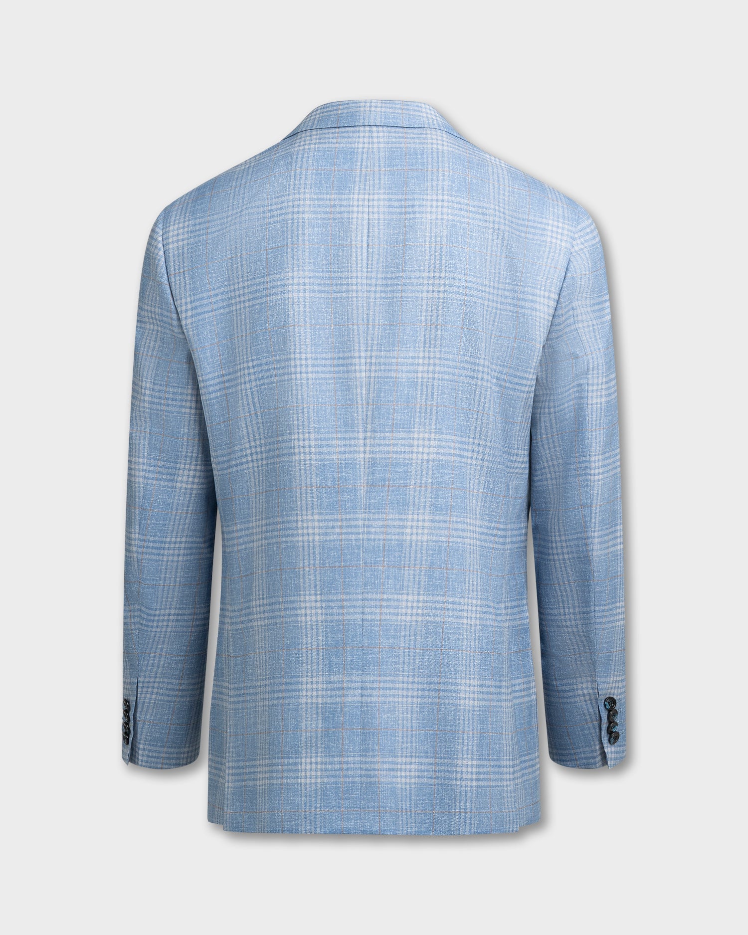 Blue with Light Stone and Taupe Check Pure Wool Sports Jacket