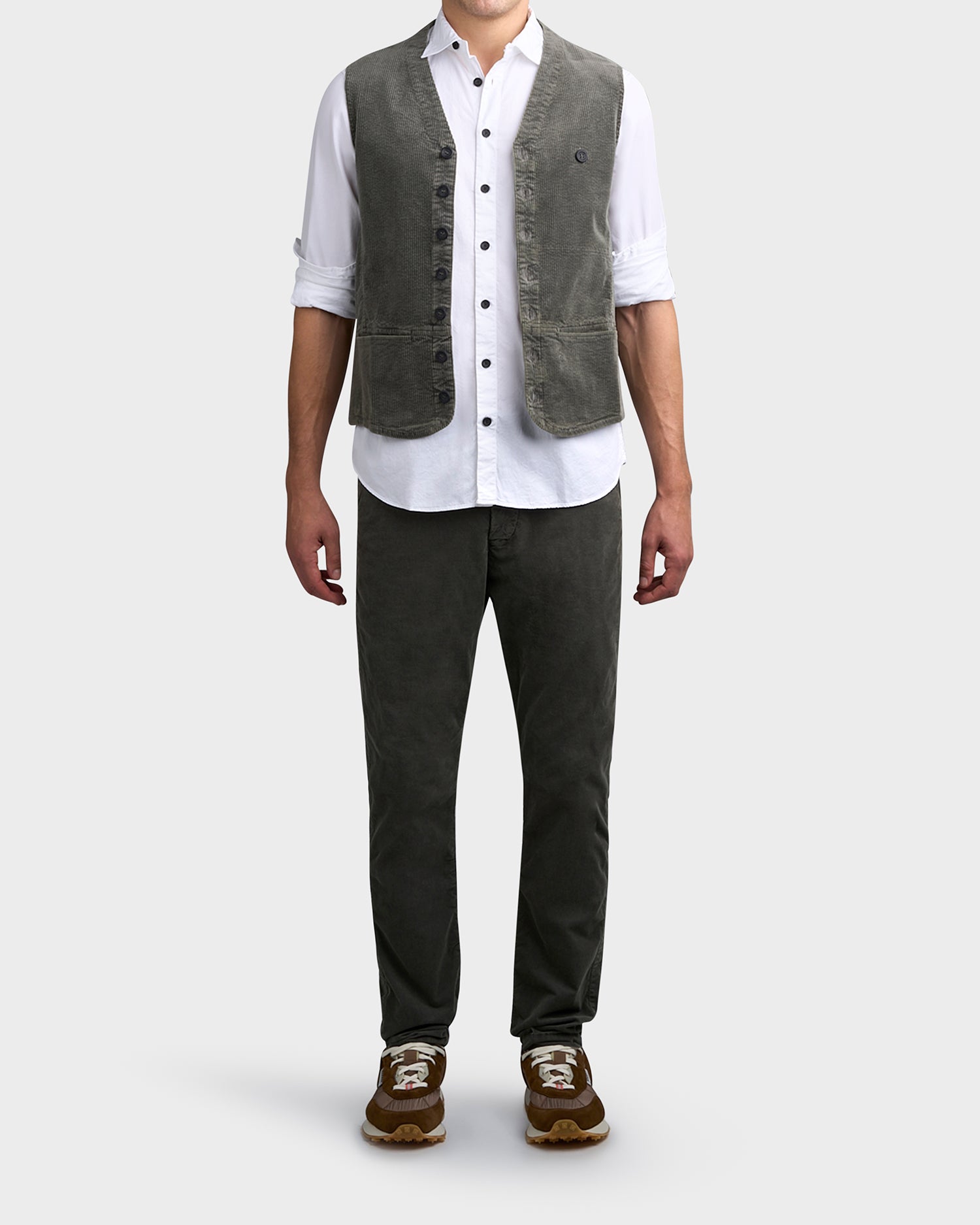 Sage Cotton Corduroy Buttoned Vest
