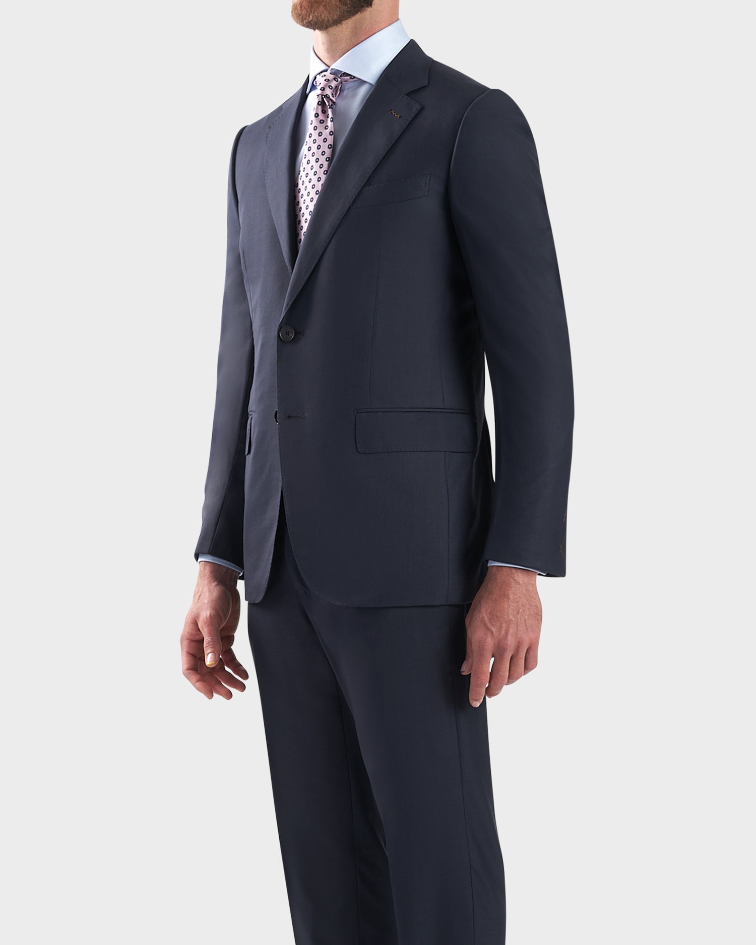 Navy Self Stripe Couture Wool Suit