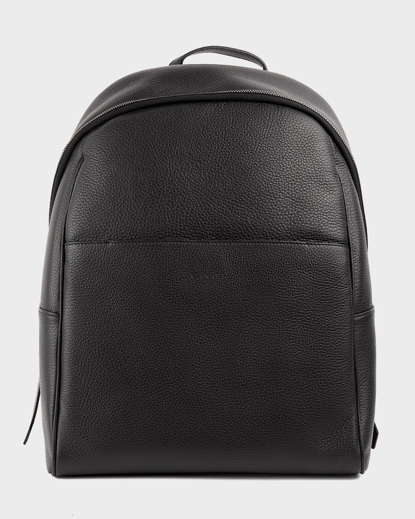 canali leather backpack Canali Black Tumbled Calfskin Backpack– Parker & Co