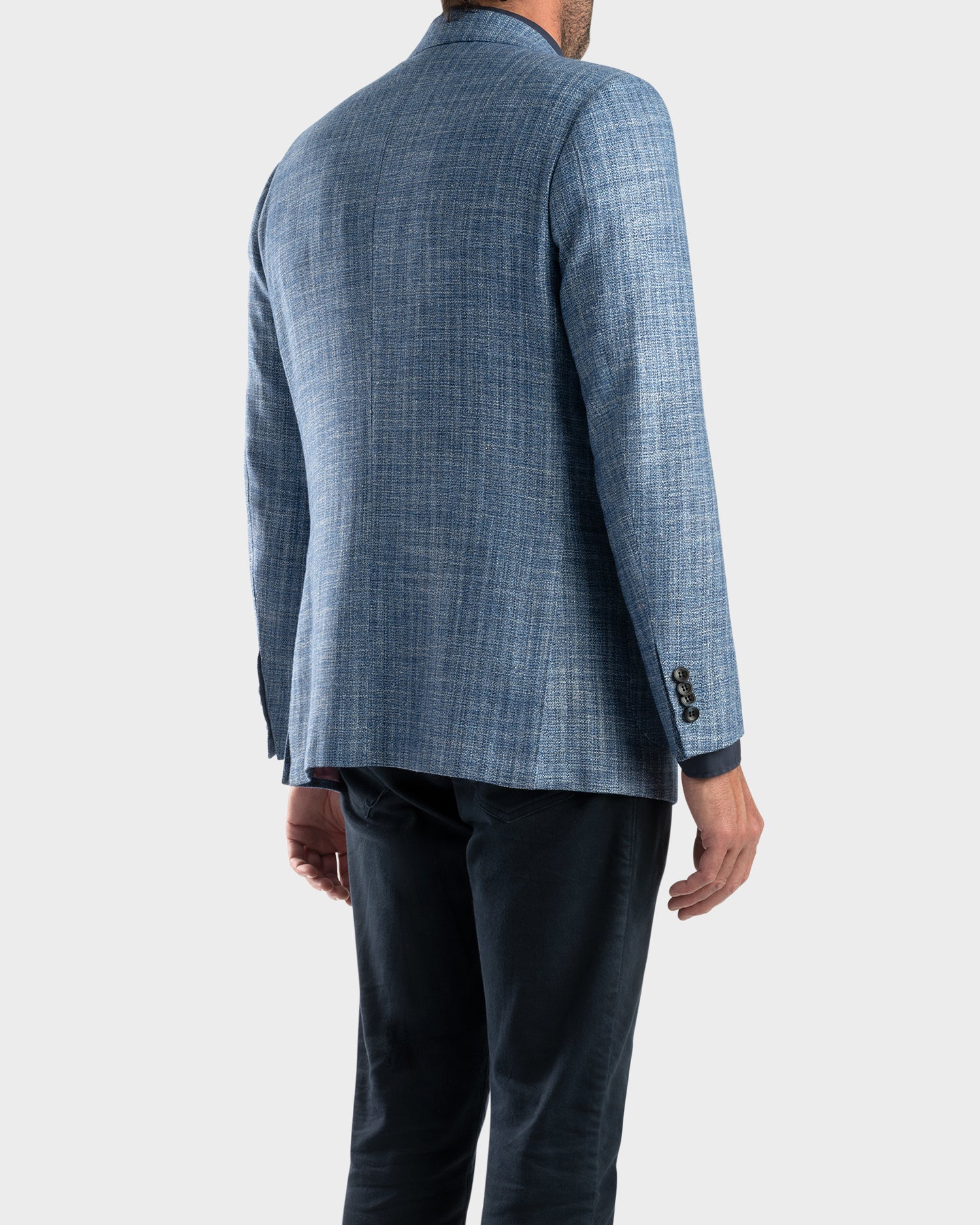 Light Blue Woven Microstructure Cashmere Sports Jacket